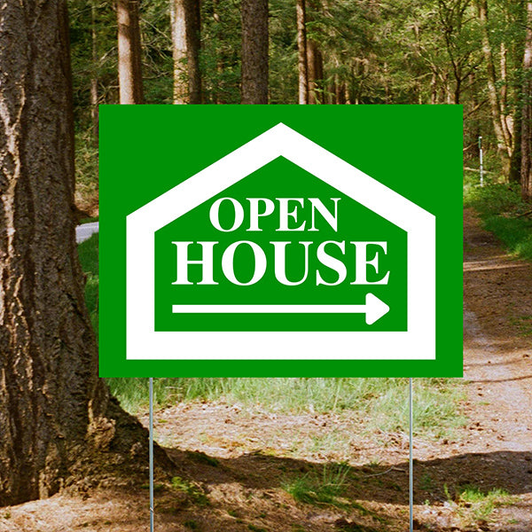 Real Estate - Open House - Simple Green House Design - YardSigns.com