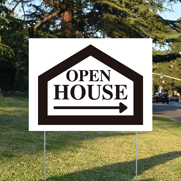 Real Estate - Open House - Simple White Black House Design - YardSigns.com