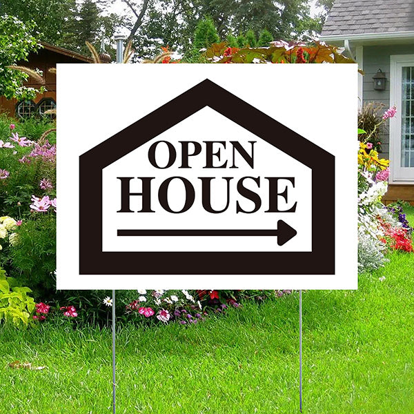 Real Estate - Open House - Simple White Black House Design - YardSigns.com