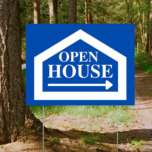 Real Estate - Open House - Simple Blue House Design YardSigns.com