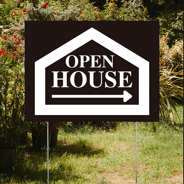 Real Estate - Open House - Simple Black House Design - YardSigns.com