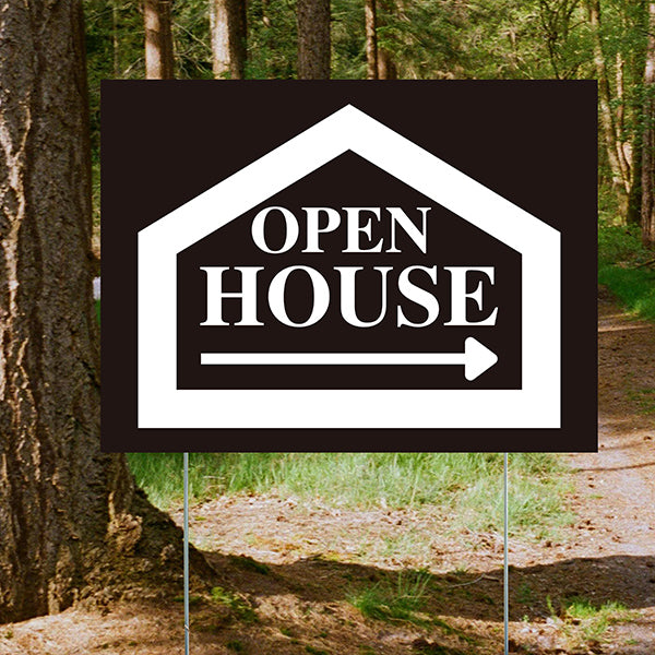 Real Estate - Open House - Simple Black House Design - YardSigns.com