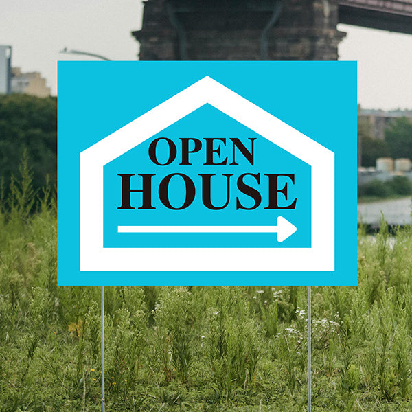 Real Estate - Open House - Simple Aqua Blue House Design - YardSigns.com