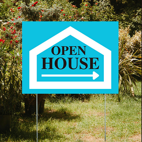 Real Estate - Open House - Simple Aqua Blue House Design - YardSigns.com