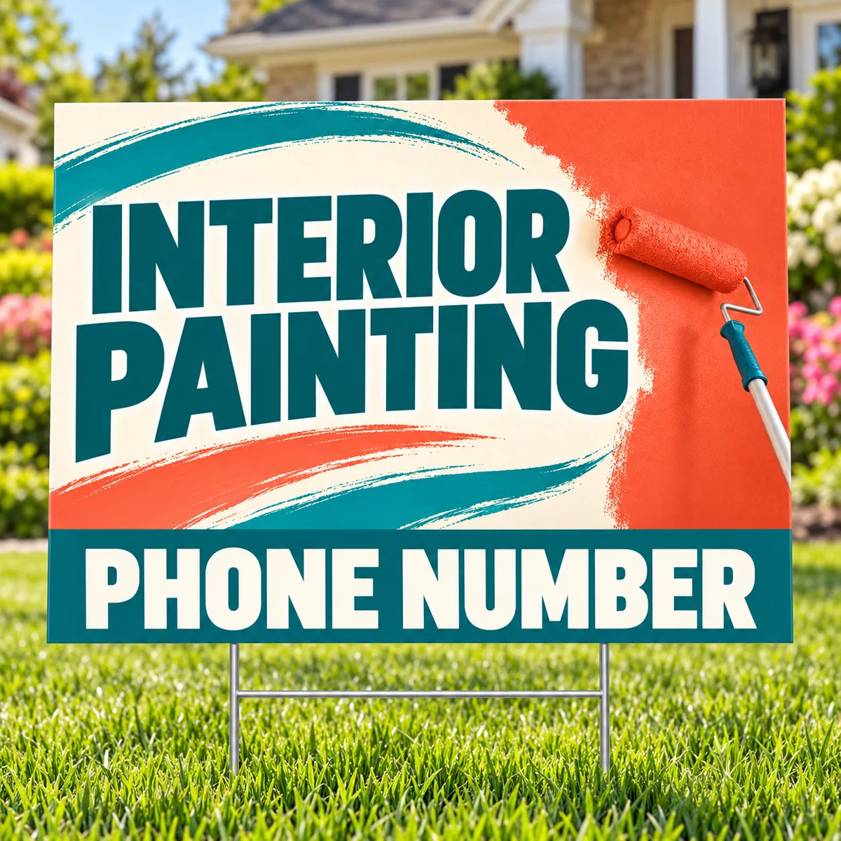 Painters Sign - Interior Painting - Teal YardSigns.com