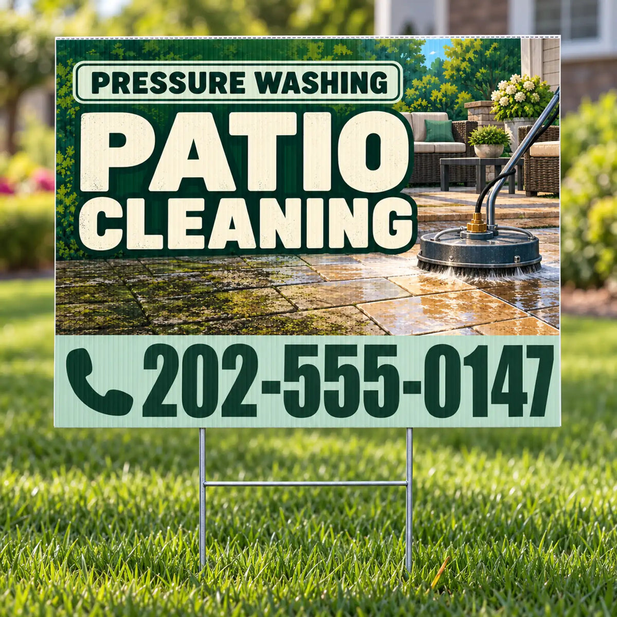 Pressure Washing - Patio Cleaning Yard Sign - Pine & Mint - 24 x 18