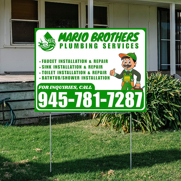 Plumbing Services - Faucet, Sink, Toilet, Bath tub and Shower Installation Repair - Logo - Plain Green White Design - YardSigns.com