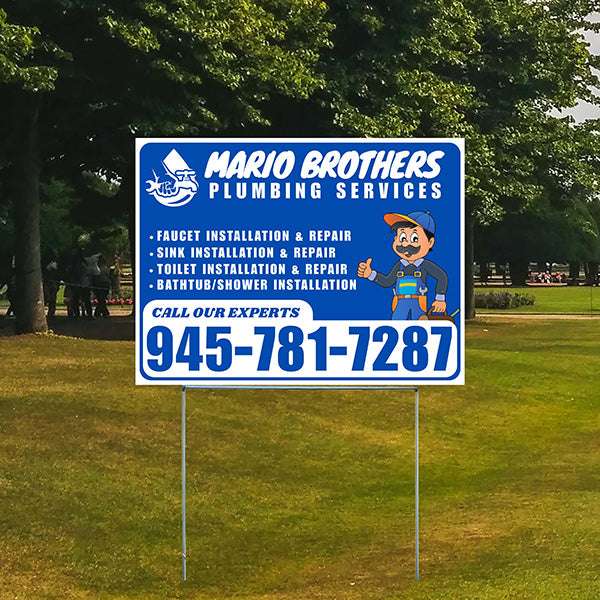 Plumbing Services - Faucet, Sink, Toilet, Bath tub and Shower Installation Repair - Logo - Plain White Blue Design - YardSigns.com