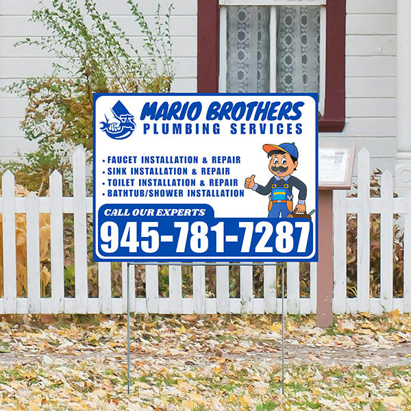 Plumbing Services - Faucet, Sink, Toilet, Bath tub and Shower Installation Repair - Logo - Plain Blue White Design - YardSigns.com