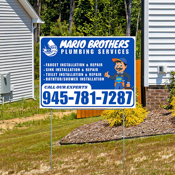Plumbing Services - Faucet, Sink, Toilet, Bath tub and Shower Installation Repair - Logo - Plain White Blue Design - YardSigns.com