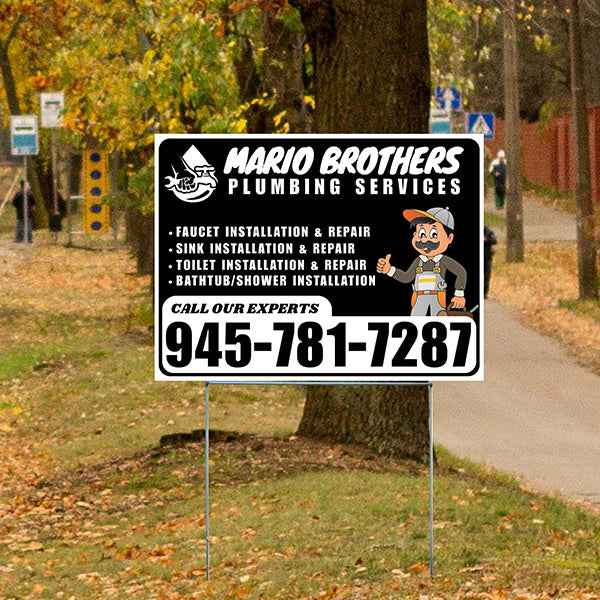 Plumbing Services - Faucet, Sink, Toilet, Bath tub and Shower Installation Repair - Logo - Plain White Black Design - YardSigns.com