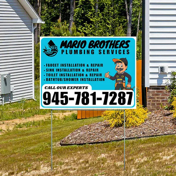 Plumbing Services - Faucet, Sink, Toilet, Bath tub and Shower Installation Repair - Logo - Plain White Aqua Blue Design - YardSigns.com