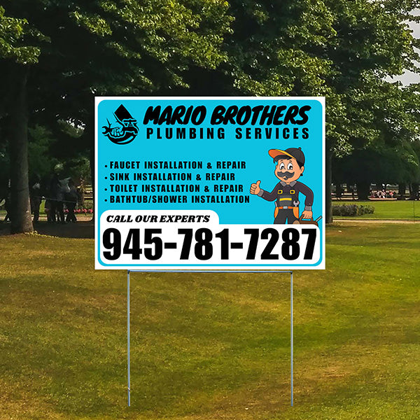 Plumbing Services - Faucet, Sink, Toilet, Bath tub and Shower Installation Repair - Logo - Plain White Aqua Blue Design - YardSigns.com