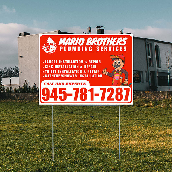 Plumbing Services - Faucet, Sink, Toilet, Bath tub and Shower Installation Repair - Logo - Plain White Chili Red Design - YardSigns.com