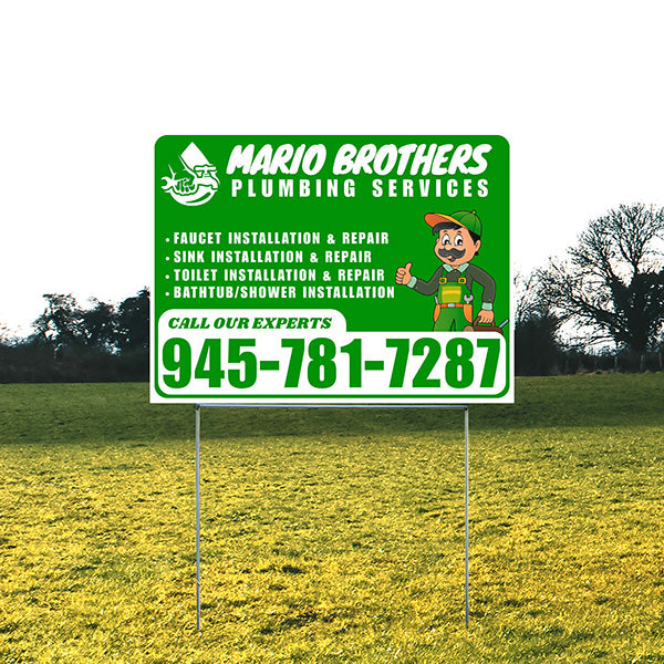 Plumbing Services - Faucet, Sink, Toilet, Bath tub and Shower Installation Repair - Logo - Plain White Green Design - YardSigns.com