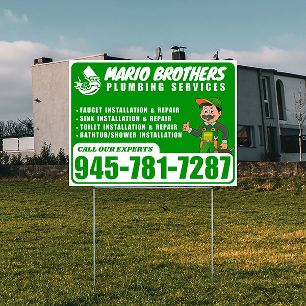 Plumbing Services - Faucet, Sink, Toilet, Bath tub and Shower Installation Repair - Logo - Plain White Green Design - YardSigns.com