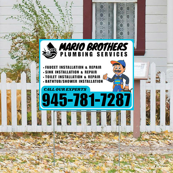 Plumbing Services - Faucet, Sink, Toilet, Bath tub and Shower Installation Repair - Logo - Plain Aqua Blue White Design - YardSigns.com