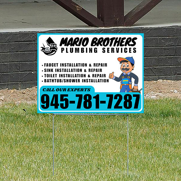 Plumbing Services - Faucet, Sink, Toilet, Bath tub and Shower Installation Repair - Logo - Plain Aqua Blue White Design - YardSigns.com