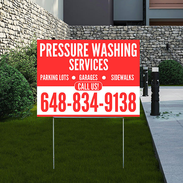 Pressure Washing - Plain Red White Design - YardSigns.com
