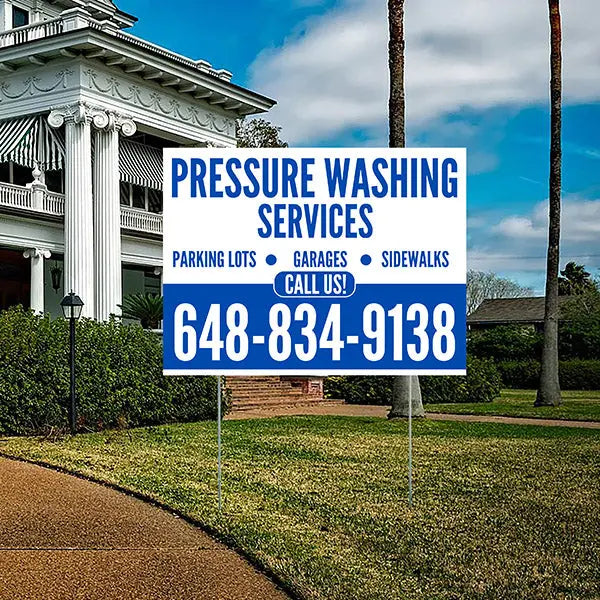 Pressure Washing - Plain White Blue Design YardSigns.com