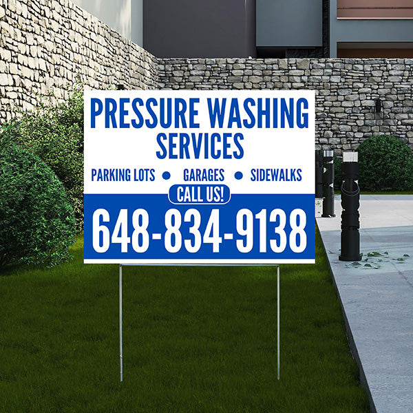 Pressure Washing - Plain White Blue Design - YardSigns.com