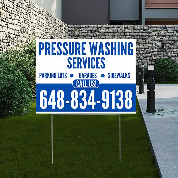 Pressure Washing - Plain White Blue Design YardSigns.com