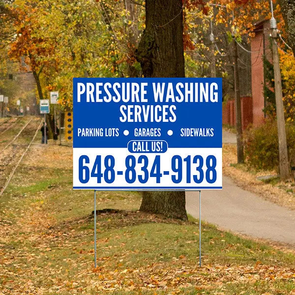Pressure Washing - Plain Blue White Design YardSigns.com
