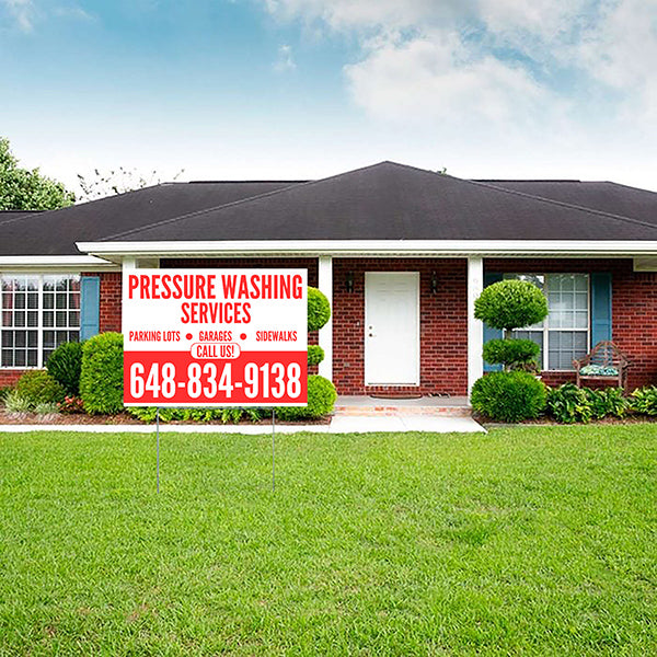Pressure Washing - Plain White Red Design - YardSigns.com