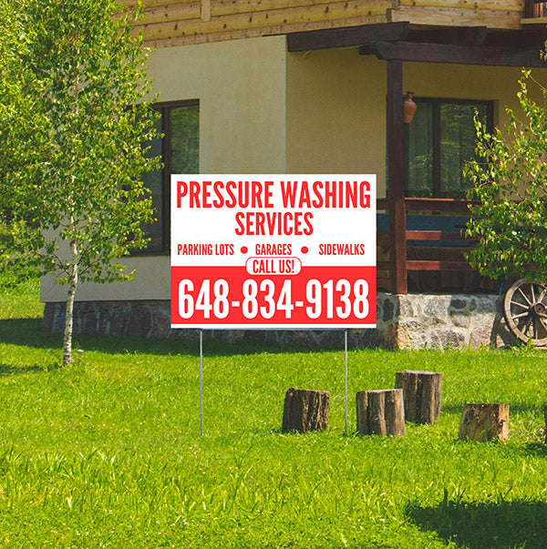 Pressure Washing - Plain White Red Design - YardSigns.com
