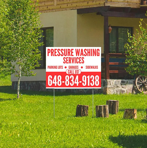Pressure Washing - Plain White Red Design YardSigns.com