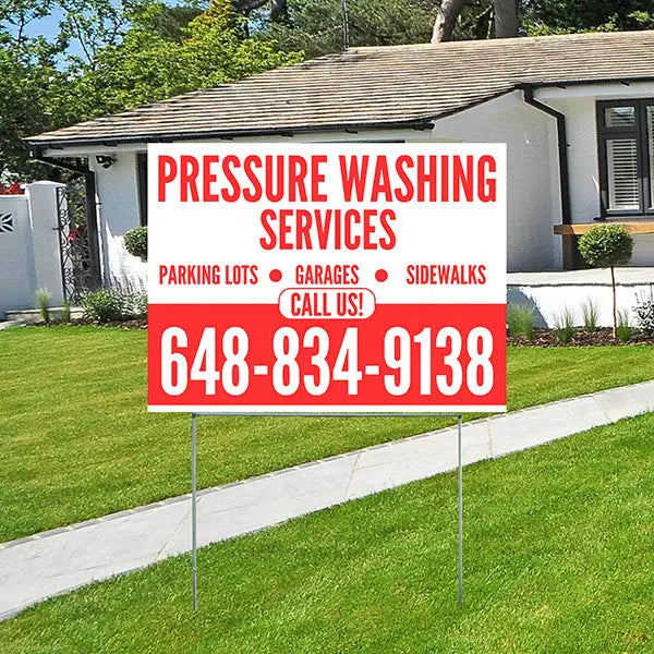 Pressure Washing - Plain White Red Design YardSigns.com