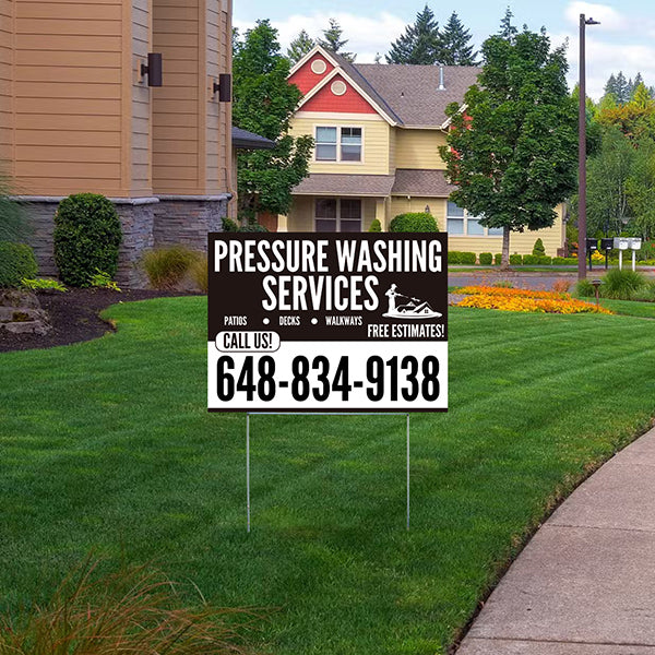 Pressure Washing - Plain Black White Design with Logo - YardSigns.com