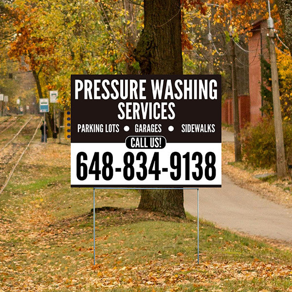 Pressure Washing - Plain Black White Design - YardSigns.com