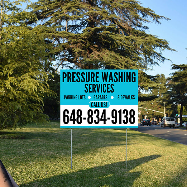 Pressure Washing - Plain Aqua Blue White Design - YardSigns.com