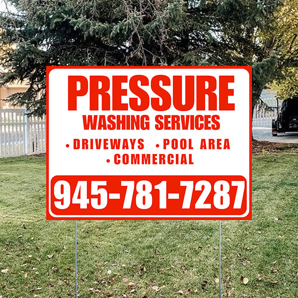 Pressure Washing - Driveways, Pool Area, Commercial - Plain Chili Red White Design - YardSigns.com