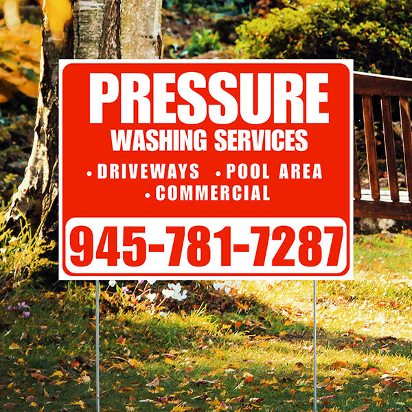 Pressure Washing - Driveways, Pool Area, Commercial - Plain White Chili Red Design - YardSigns.com