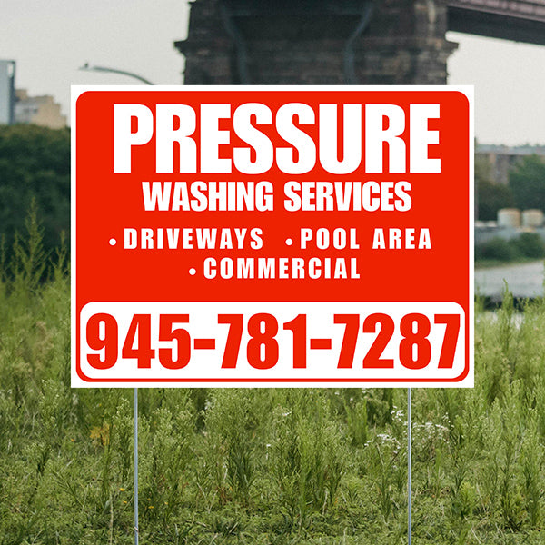 Pressure Washing - Driveways, Pool Area, Commercial - Plain White Chili Red Design - YardSigns.com