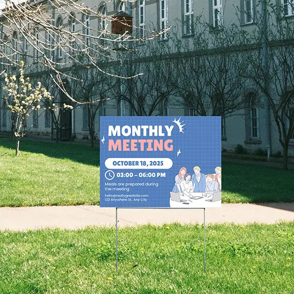 PTA - Monthly Meeting Schedule YardSigns.com
