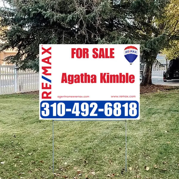 Real Estate - RE/MAX - For Sale - Agent Name - White Chili Red YardSigns.com