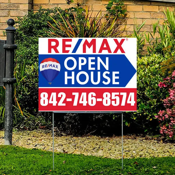 Real Estate - RE/MAX - Open House - Blue Arrow YardSigns.com