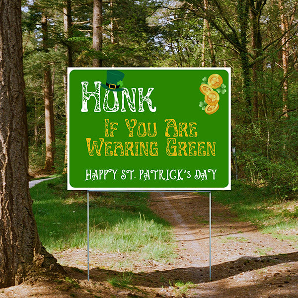 Holiday Signs - St. Patrick's Day - Honk If You Are Wearing Green - YardSigns.com