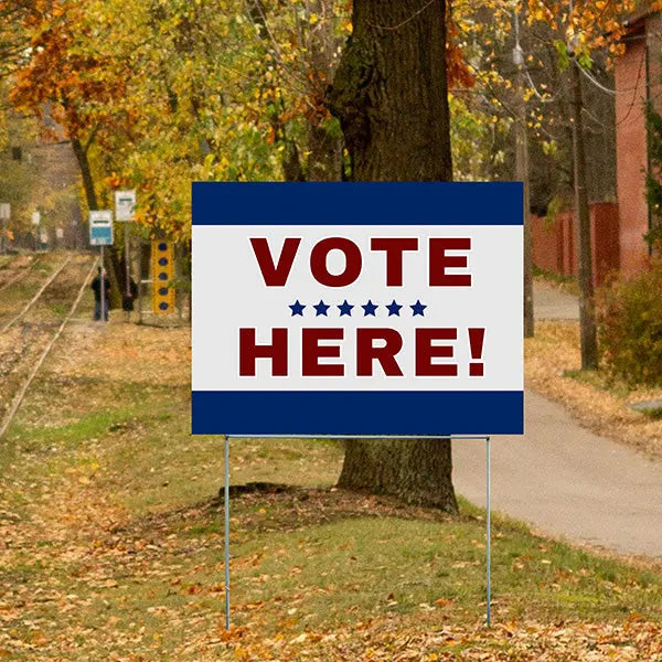 Vote Center - Vote Here With 6 Stars Design - YardSigns.com