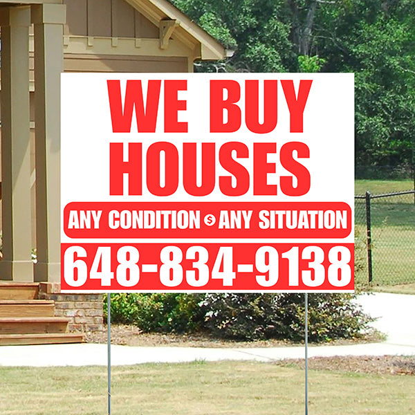 Real Estate - We Buy Houses - Any Condition - Plain White Chili Red Design - YardSigns.com