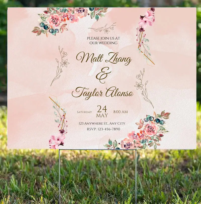 Special Events - Wedding Yard Sign - Join Us at our Wedding - Floral YardSigns.com