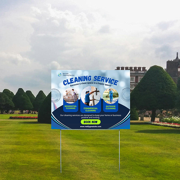 Expert Window Cleaning Services - Screen Cleaning, Interior & Exterior Cleaning, High-Rise Window Cleaning, Track & Sill Cleaning - Plain Blue White Design - YardSigns.com