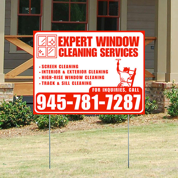 Expert Window Cleaning Services - Screen Cleaning, Interior & Exterior Cleaning, High-Rise Window Cleaning, Track & Sill Cleaning - Plain Chili Red White Design - YardSigns.com