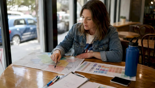 Campaign manager planning sign distribution with maps