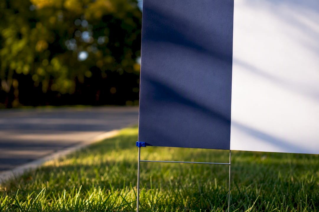 Anonymous yard sign showing strong color contrast