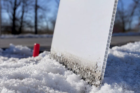 Anonymous sign panel edge in winter snow