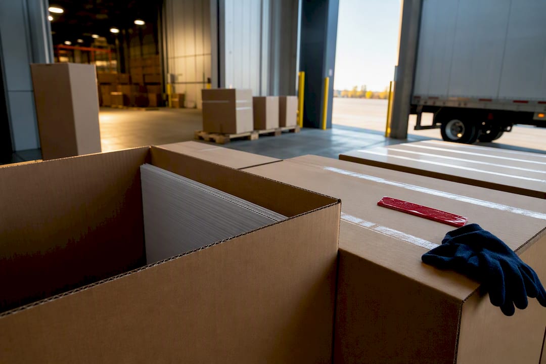 Shipping cartons prepared for rush carrier pickup